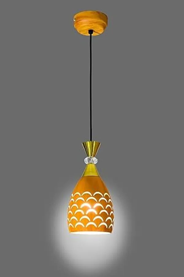 SWIATLO_Wooden_Color_Lezar_Moon_Cutting_Hanging_Lamp_for_Bedroom/Pendant_Lamp_for_Living_Room/Ceiling_Pendant_Lamp/Hanging_Pendant_Light_for_Bedroom/Office/Dining/Restaurants_(Pack_of_1,_with_Bulb)