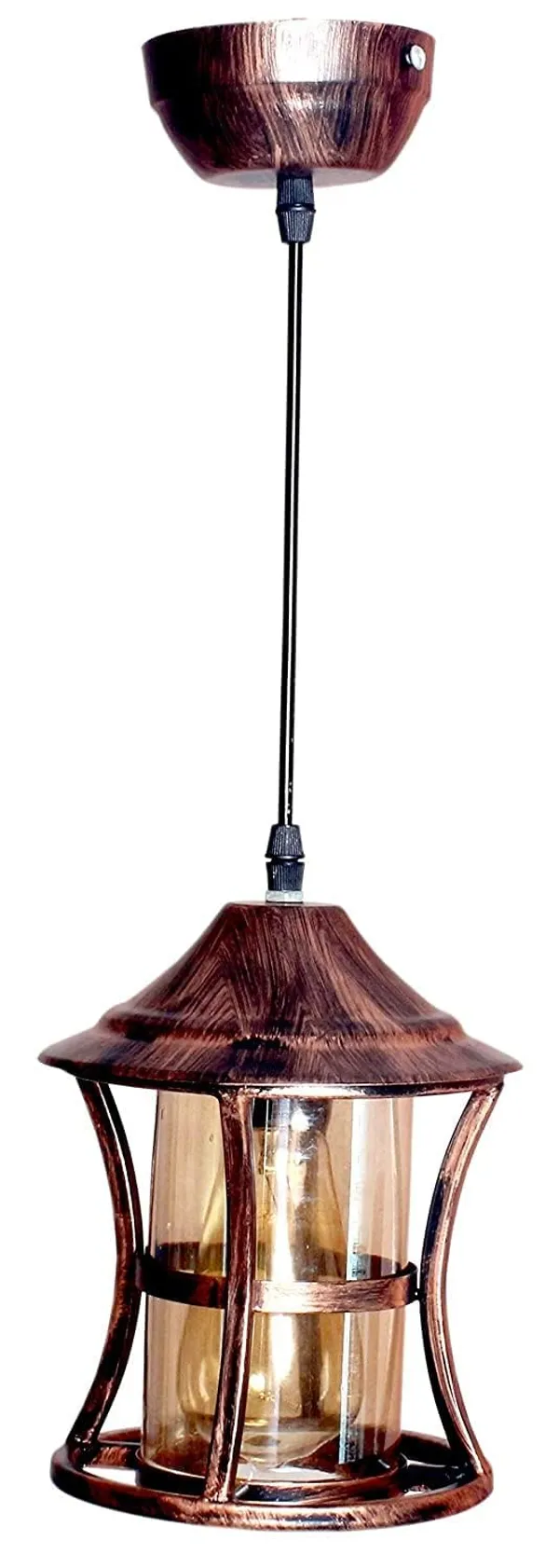 SWIATLO_Decorative_Hanging_Lamp/Pendant_Lamp/Ceiling_Light_to_Décor_Home/Living_Room/Bedroom/Office/Dining/Cafe/Restaurants,_Hut_Design,_Copper_Antique_(Pack_of_1,_with_Bulb)