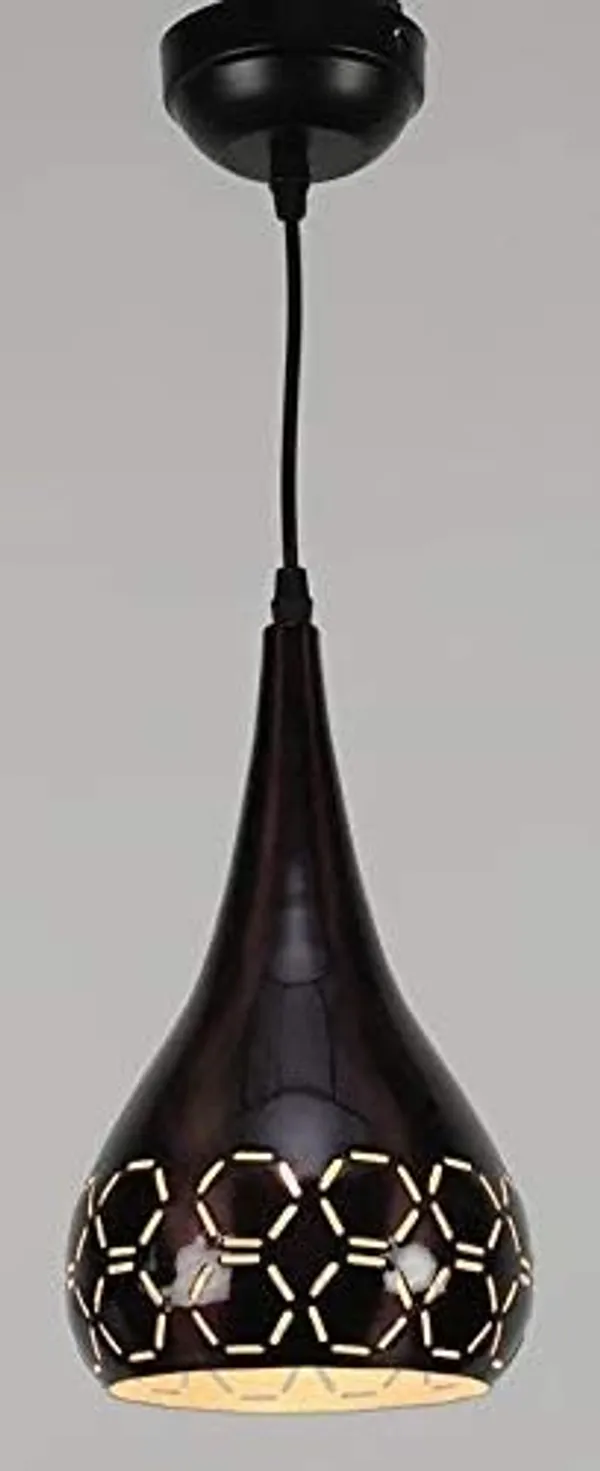 SWIATLO_Decorative_Hanging_Lamp/Pendant_Lamp/Ceiling_Light_to_Décor_Home/Living_Room/Bedroom/Office/Dining/Cafe/Restaurants,_Two_Hex_Cutting_Design,_Black_(Pack_of_1,_with_Bulb)