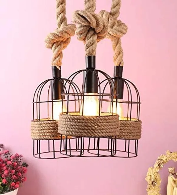 SWIATLO_Decorative_Cluster_Pendant_Light/Cluster_Hanging_Light/Cluster_Ceiling_Light/Three_Pendant_Lamp_to_Décor_Home/Living_Room/Bedroom/Office/Dining/Cafe/Restaurants,_T-Pinjra_Design_(with_Bulb)