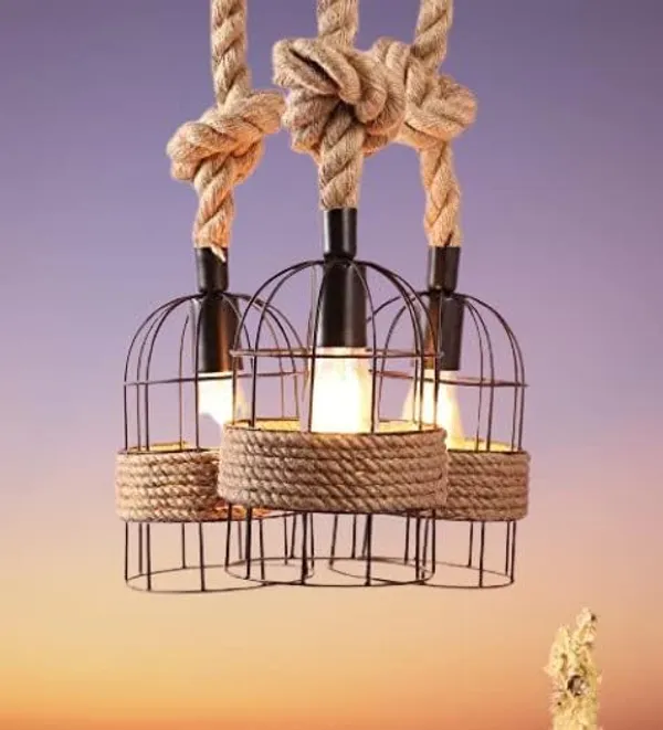 SWIATLO_Decorative_Cluster_Pendant_Light/Cluster_Hanging_Light/Cluster_Ceiling_Light/Three_Pendant_Lamp_to_Décor_Home/Living_Room/Bedroom/Office/Dining/Cafe/Restaurants,_T-Pinjra_Design_(with_Bulb)