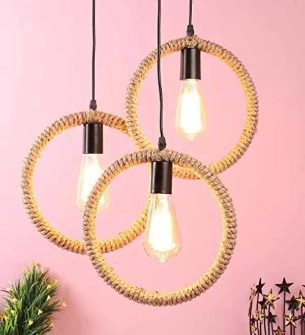 SWIATLO_Decorative_Cluster_Pendant_Light/Cluster_Hanging_Light/Cluster_Ceiling_Light/Three_Pendant_Lamp_to_Décor_Home/Living_Room/Bedroom/Office/Dining/Cafe/Restaurants,_Rassi_Circle_Design_(with_Bulb)