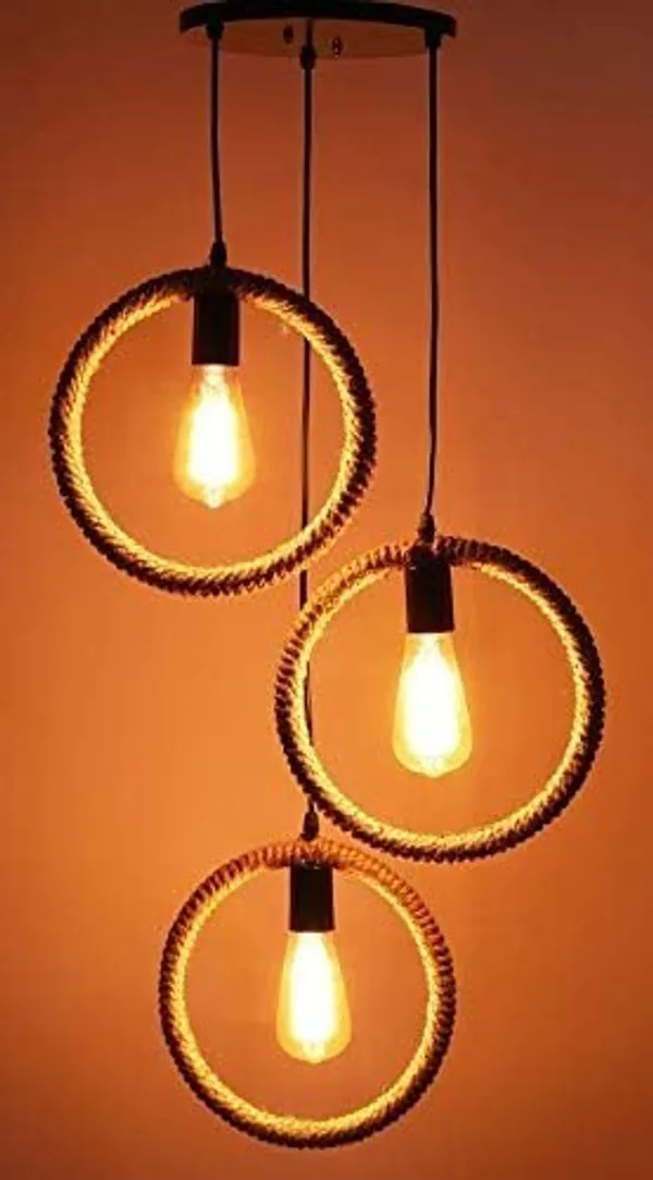 SWIATLO_Decorative_Cluster_Pendant_Light/Cluster_Hanging_Light/Cluster_Ceiling_Light/Three_Pendant_Lamp_to_Décor_Home/Living_Room/Bedroom/Office/Dining/Cafe/Restaurants,_Rassi_Circle_Design_(with_Bulb)