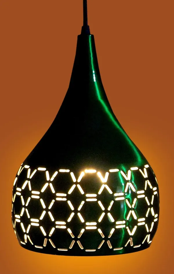 SWIATLO_Decorative_Cluster_Pendant_Light/Cluster_Hanging_Light/Cluster_Ceiling_Light/Three_Pendant_Lamp_to_Décor_Home/Living_Room/Bedroom/Office/Dining/Cafe/Restaurants,_Hexa_Cutting,_Green_(with_Bulb)