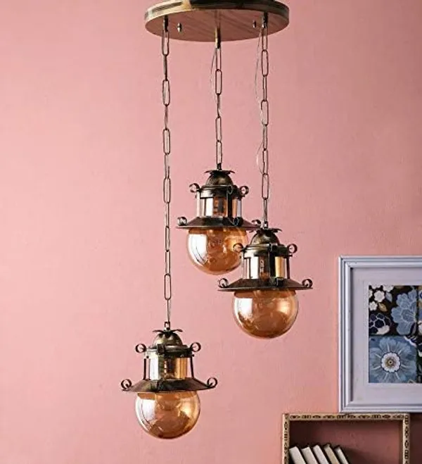 SWIATLO_Decorative_Cluster_Pendant_Light/Cluster_Hanging_Light/Cluster_Ceiling_Light/Three_Pendant_Lamp_to_Décor_Home/Living_Room/Bedroom/Office/Dining/Cafe/Restaurants,_Globe_Design_(with_Bulb)