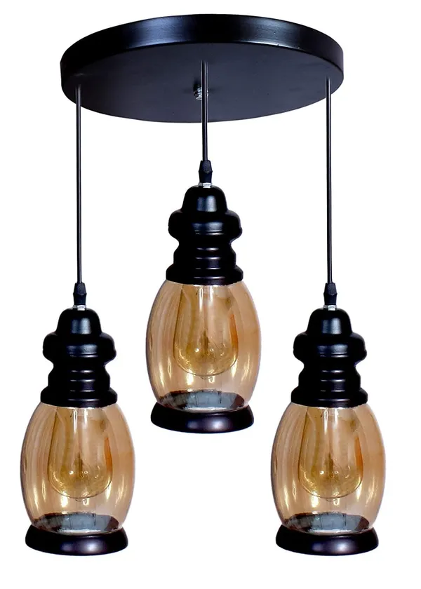 SWIATLO_Decorative_Cluster_Pendant_Light/Cluster_Hanging_Light/Cluster_Ceiling_Light/Three_Pendant_Lamp_to_Décor_Home/Living_Room/Bedroom/Office/Dining/Cafe/Restaurants,_Loki_Design,_Luster_(with_Bulb)