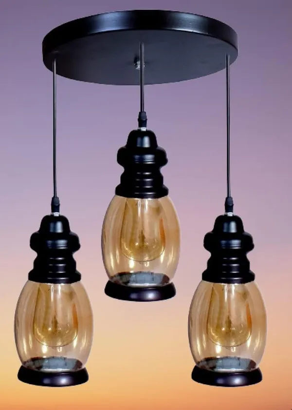 SWIATLO_Decorative_Cluster_Pendant_Light/Cluster_Hanging_Light/Cluster_Ceiling_Light/Three_Pendant_Lamp_to_Décor_Home/Living_Room/Bedroom/Office/Dining/Cafe/Restaurants,_Loki_Design,_Luster_(with_Bulb)