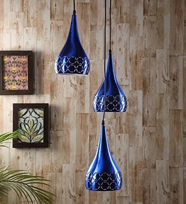 SWIATLO_Decorative_Cluster_Pendant_Light/Cluster_Hanging_Light/Cluster_Ceiling_Light/Three_Pendant_Lamp_to_Décor_Home/Living_Room/Bedroom/Office/Dining/Cafe/Restaurants,_Hexagon_Cutting_(with_Bulb)