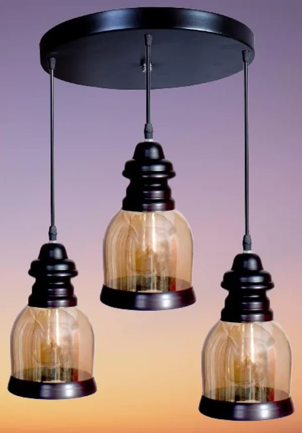 SWIATLO_Decorative_Cluster_Pendant_Light/Cluster_Hanging_Light/Cluster_Ceiling_Light/Three_Pendant_Lamp_to_Décor_Home/Living_Room/Bedroom/Office/Dining/Cafe/Restaurants,_Open_Mouth_Design_(with_Bulb)