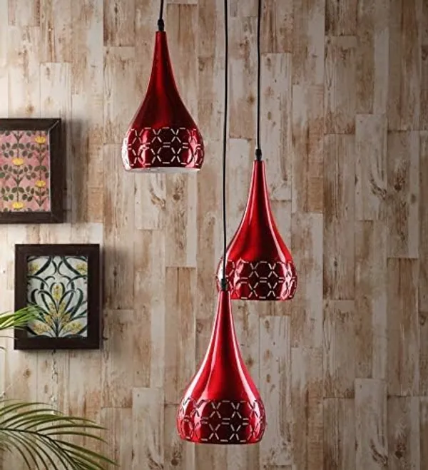 SWIATLO_Decorative_Cluster_Pendant_Light/Cluster_Hanging_Light/Cluster_Ceiling_Light/Three_Pendant_Lamp_to_Décor_Home/Living_Room/Office/Dining/Cafe/Restaurants,_Hexagon_Cutting_Deisgn_(with_Bulb)