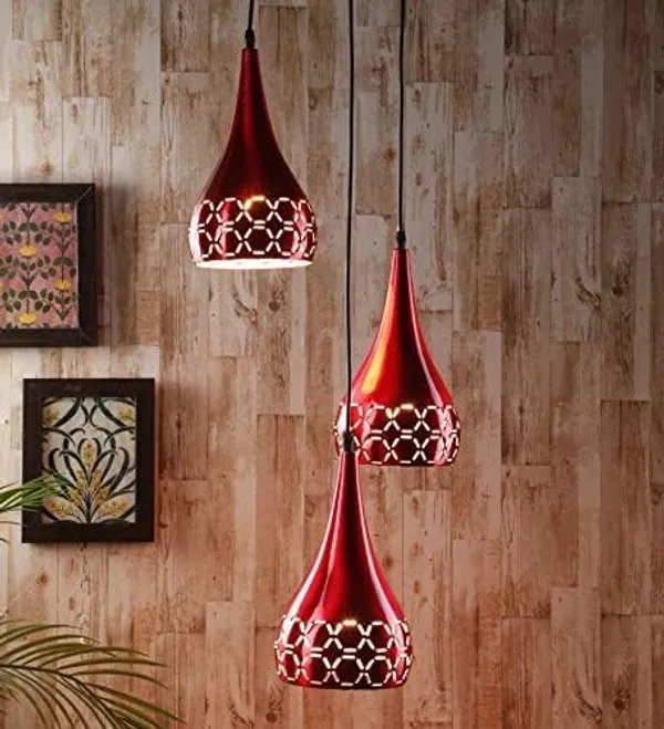SWIATLO_Decorative_Cluster_Pendant_Light/Cluster_Hanging_Light/Cluster_Ceiling_Light/Three_Pendant_Lamp_to_Décor_Home/Living_Room/Office/Dining/Cafe/Restaurants,_Hexagon_Cutting_Deisgn_(with_Bulb)