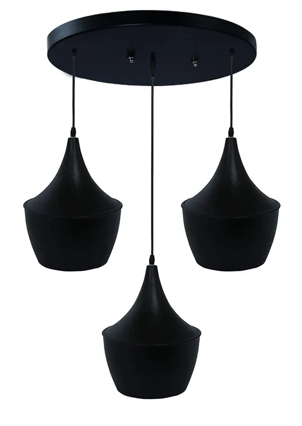 SWIATLO_Decorative_Cluster_Pendant_Light/Cluster_Hanging_Light/Cluster_Ceiling_Light/Three_Pendant_Lamp_to_Décor_Home/Living_Room/Bedroom/Office/Dining/Cafe/Restaurants,_Matka_Deisgn,_Black_(with_Bulb)