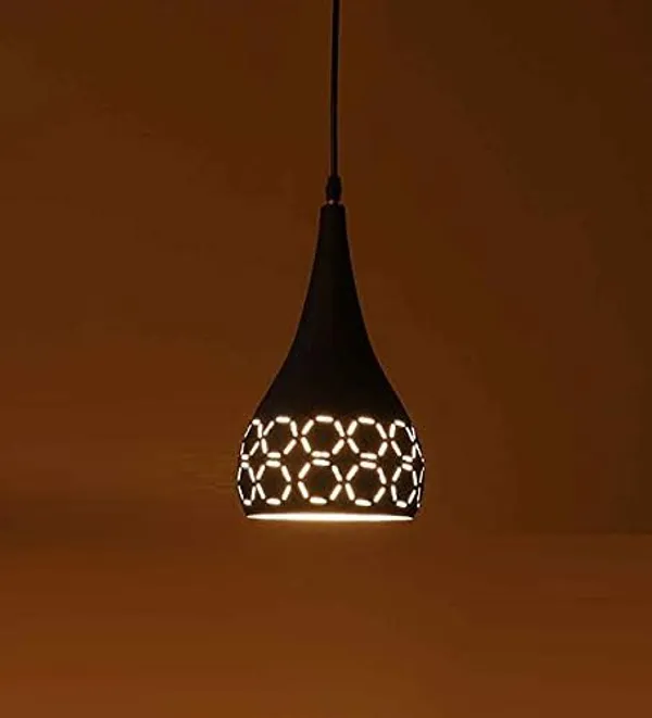 SWIATLO_Decorative_Hanging_Lamp/Pendant_Lamp/Ceiling_Light_to_Décor_Home/Living_Room/Bedroom/Office/Dining/Cafe/Restaurants,_Two_Cutting_Design,_Black_(Pack_of_1,_with_Bulb)