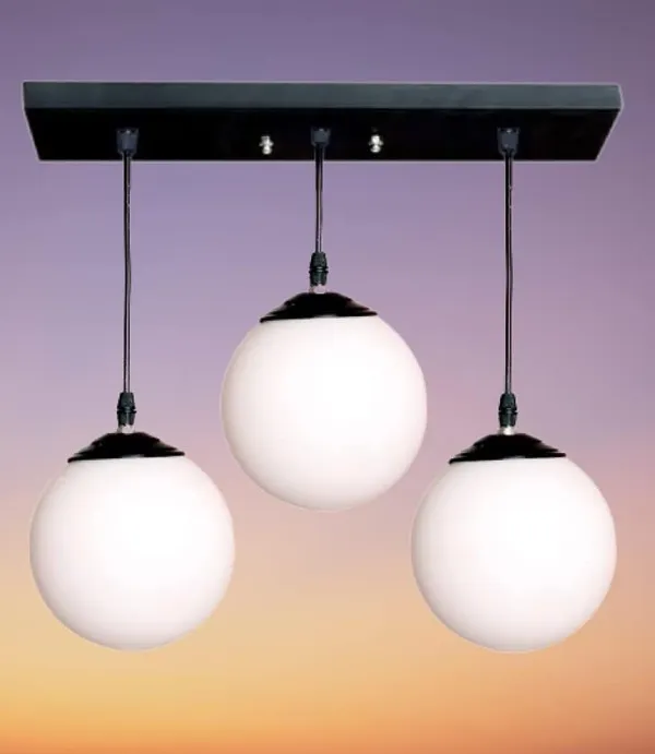 SWIATLO_Decorative_Linear_Cluster_Pendant_Light/Cluster_Hanging_Light/Cluster_Ceiling_Light/Three_Pendant_Lamp_to_Décor_Home/Living_Room/Bedroom/Dining/Cafe/Restaurants,_Moon_Globe,_Milky_(with_Bulb)