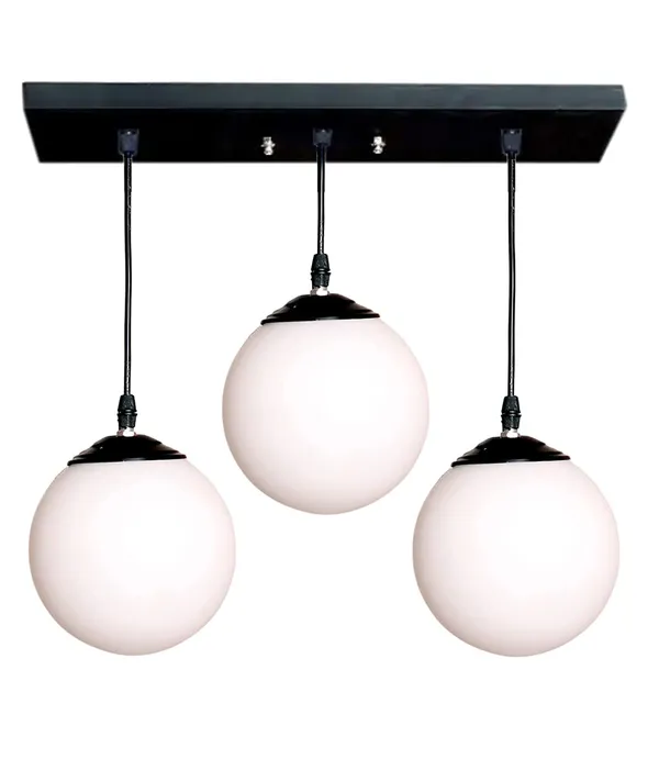 SWIATLO_Decorative_Linear_Cluster_Pendant_Light/Cluster_Hanging_Light/Cluster_Ceiling_Light/Three_Pendant_Lamp_to_Décor_Home/Living_Room/Bedroom/Dining/Cafe/Restaurants,_Moon_Globe,_Milky_(with_Bulb)