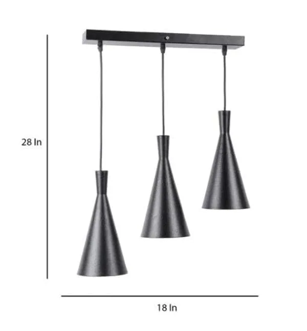 SWIATLO_Decorative_Linear_Cluster_Pendant_Light/Cluster_Hanging_Light/Cluster_Ceiling_Light/Three_Pendant_Lamp_to_Décor_Home/Living_Room/Office/Dining/Cafe/Restaurants,_Kone_Deisgn,_Black_(with_Bulb)