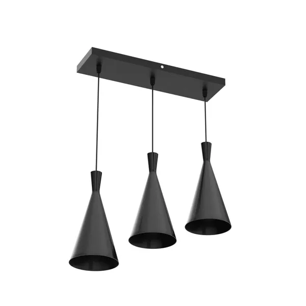 SWIATLO_Decorative_Linear_Cluster_Pendant_Light/Cluster_Hanging_Light/Cluster_Ceiling_Light/Three_Pendant_Lamp_to_Décor_Home/Living_Room/Office/Dining/Cafe/Restaurants,_Kone_Deisgn,_Black_(with_Bulb)