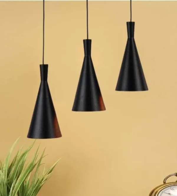SWIATLO_Decorative_Linear_Cluster_Pendant_Light/Cluster_Hanging_Light/Cluster_Ceiling_Light/Three_Pendant_Lamp_to_Décor_Home/Living_Room/Office/Dining/Cafe/Restaurants,_Kone_Deisgn,_Black_(with_Bulb)