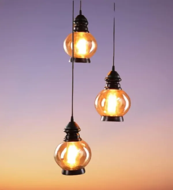 SWIATLO_Decorative_Cluster_Pendant_Light/Cluster_Hanging_Light/Cluster_Ceiling_Light/Three_Pendant_Lamp_to_Décor_Home/Living_Room/Bedroom/Office/Cafe/Restaurants,_Balloon_Design,_Luster_(with_Bulb)