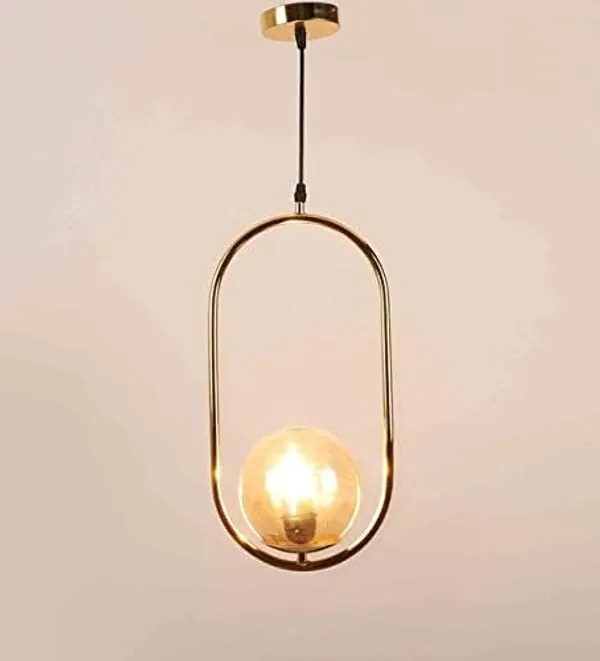 SWIATLO_Decorative_Hanging_Lamp/Pendant_Lamp/Ceiling_Light_to_Décor_Home/Living_Room/Bedroom/Office/Dining/Cafe/Restaurants,_Cylinderical_Shape_with_Glass,_Golden_and_Luster