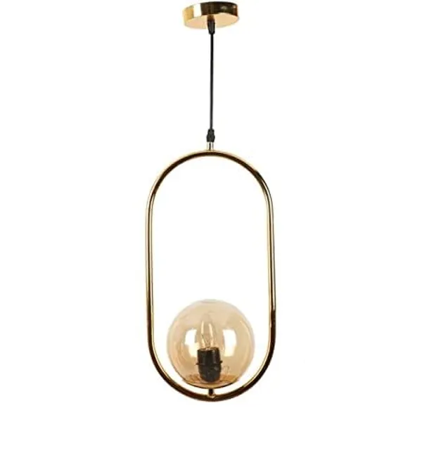 SWIATLO_Decorative_Hanging_Lamp/Pendant_Lamp/Ceiling_Light_to_Décor_Home/Living_Room/Bedroom/Office/Dining/Cafe/Restaurants,_Cylinderical_Shape_with_Glass,_Golden_and_Luster