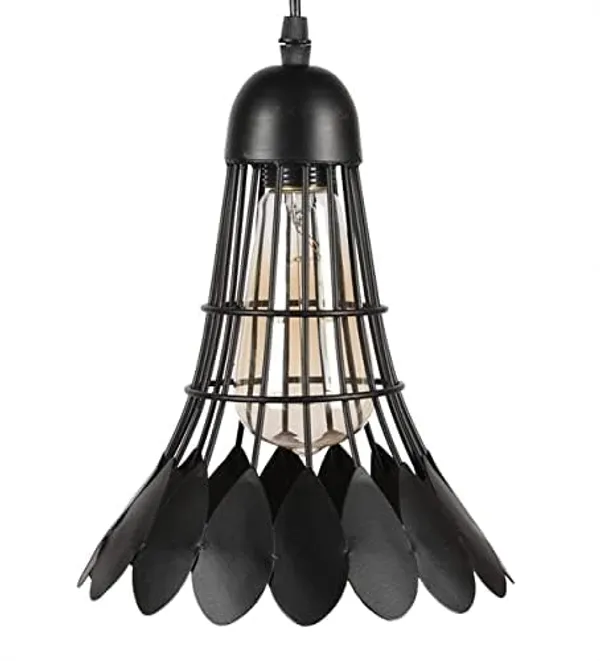 SWIATLO_Decorative_Hanging_Lamp/Pendant_Lamp/Ceiling_Light_to_Décor_Home/Living_Room/Bedroom/Office/Dining/Cafe/Restaurants,_Shuttle_Shape,_Black_(Pack_of_1,_with_Bulb)