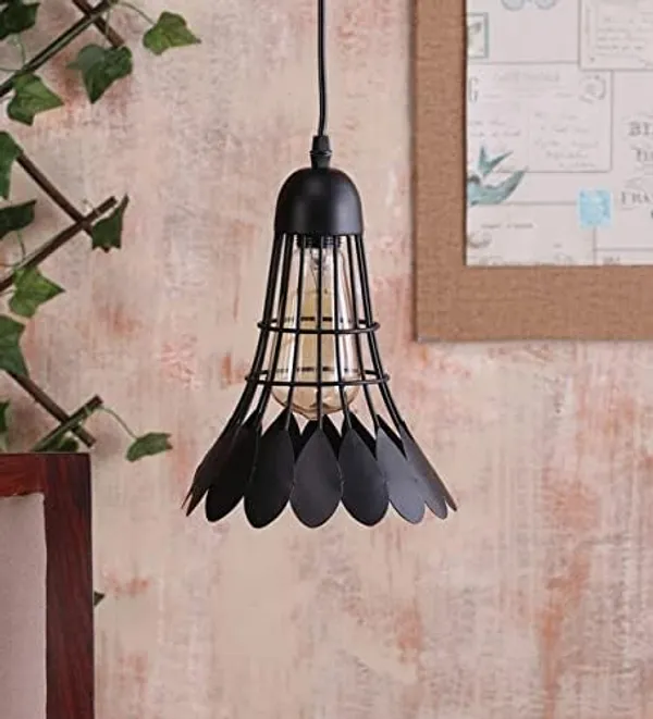 SWIATLO_Decorative_Hanging_Lamp/Pendant_Lamp/Ceiling_Light_to_Décor_Home/Living_Room/Bedroom/Office/Dining/Cafe/Restaurants,_Shuttle_Shape,_Black_(Pack_of_1,_with_Bulb)
