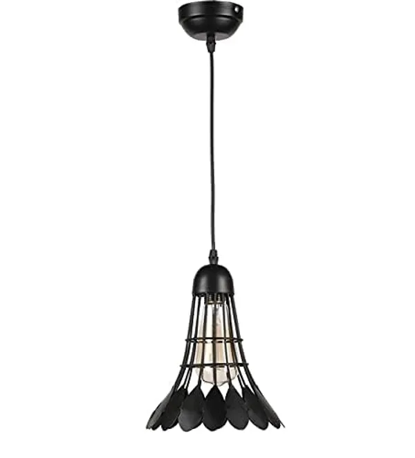 SWIATLO_Decorative_Hanging_Lamp/Pendant_Lamp/Ceiling_Light_to_Décor_Home/Living_Room/Bedroom/Office/Dining/Cafe/Restaurants,_Shuttle_Shape,_Black_(Pack_of_1,_with_Bulb)