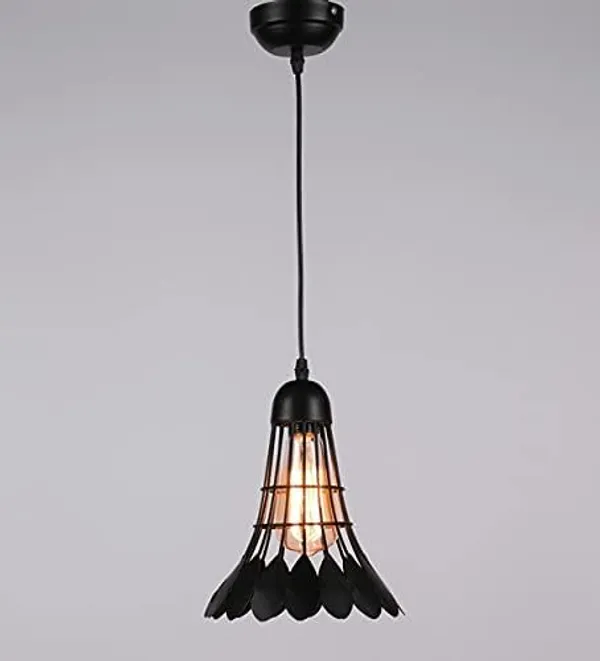 SWIATLO_Decorative_Hanging_Lamp/Pendant_Lamp/Ceiling_Light_to_Décor_Home/Living_Room/Bedroom/Office/Dining/Cafe/Restaurants,_Shuttle_Shape,_Black_(Pack_of_1,_with_Bulb)
