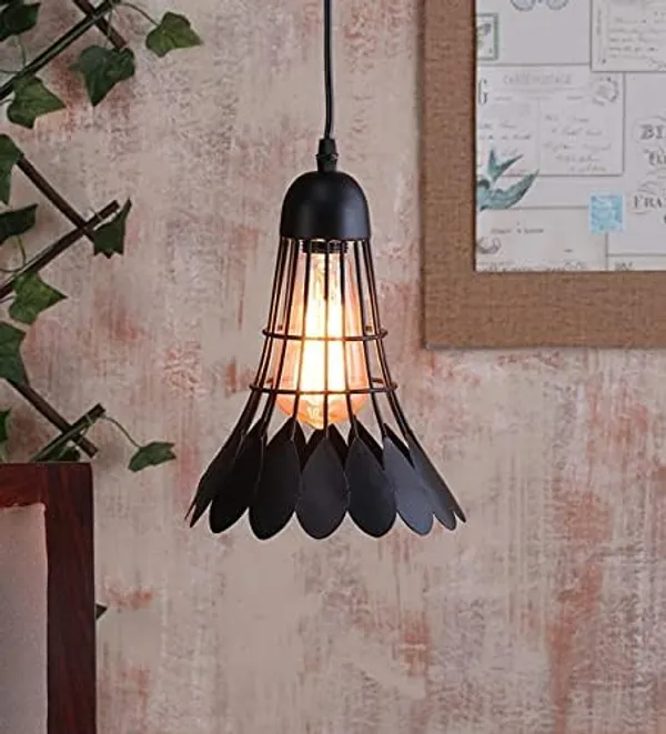 SWIATLO_Decorative_Hanging_Lamp/Pendant_Lamp/Ceiling_Light_to_Décor_Home/Living_Room/Bedroom/Office/Dining/Cafe/Restaurants,_Shuttle_Shape,_Black_(Pack_of_1,_with_Bulb)