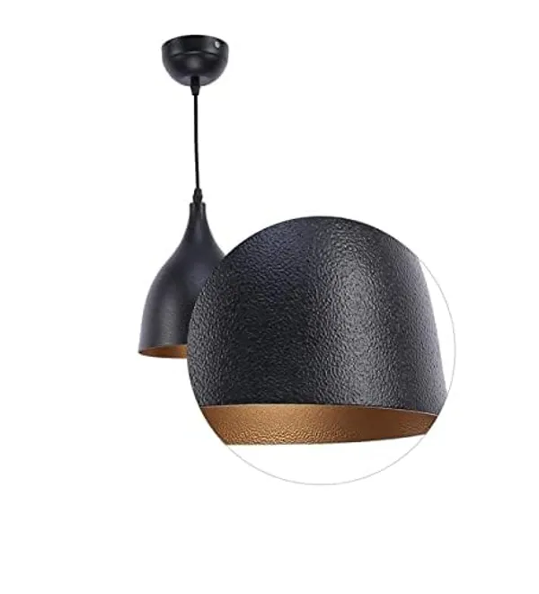 SWIATLO_Decorative_Hanging_Lamp/Pendant_Lamp/Ceiling_Light_to_Décor_Home/Living_Room/Bedroom/Office/Dining/Cafe/Restaurants,_Plain_6_Inch,_Black_(Pack_of_1,_with_Bulb)