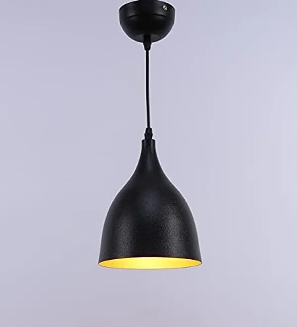 SWIATLO_Decorative_Hanging_Lamp/Pendant_Lamp/Ceiling_Light_to_Décor_Home/Living_Room/Bedroom/Office/Dining/Cafe/Restaurants,_Plain_6_Inch,_Black_(Pack_of_1,_with_Bulb)