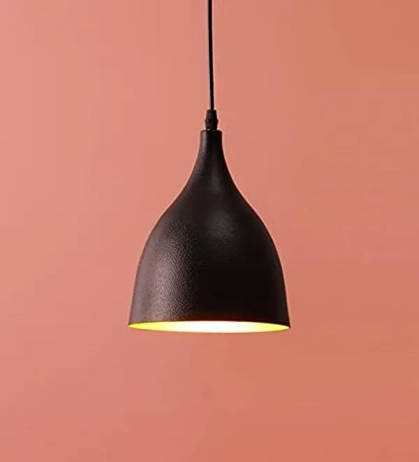 SWIATLO_Decorative_Hanging_Lamp/Pendant_Lamp/Ceiling_Light_to_Décor_Home/Living_Room/Bedroom/Office/Dining/Cafe/Restaurants,_Plain_6_Inch,_Black_(Pack_of_1,_with_Bulb)