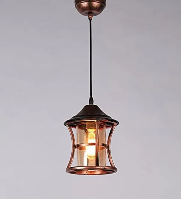SWIATLO_Decorative_Hanging_Lamp/Pendant_Lamp/Ceiling_Light_to_Décor_Home/Living_Room/Bedroom/Office/Dining/Cafe/Restaurants,_Curve_Design,_Copper_Antique_(Pack_of_1,_with_Bulb)