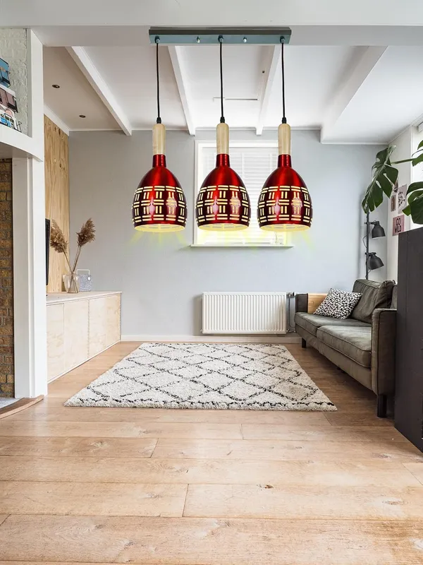 SWIATLO_HALF_OVAL_LINEAR_THAALI_Lezar_Cutting_Linear_Cluster_Pendant_Light/Cluster_Hanging_Light/Cluster_Ceiling_Light/Three_Pendant_Lamp_to_Décor_Home/Living_Room/Bedroom/Dining/Restaurants_(with_Bulb)