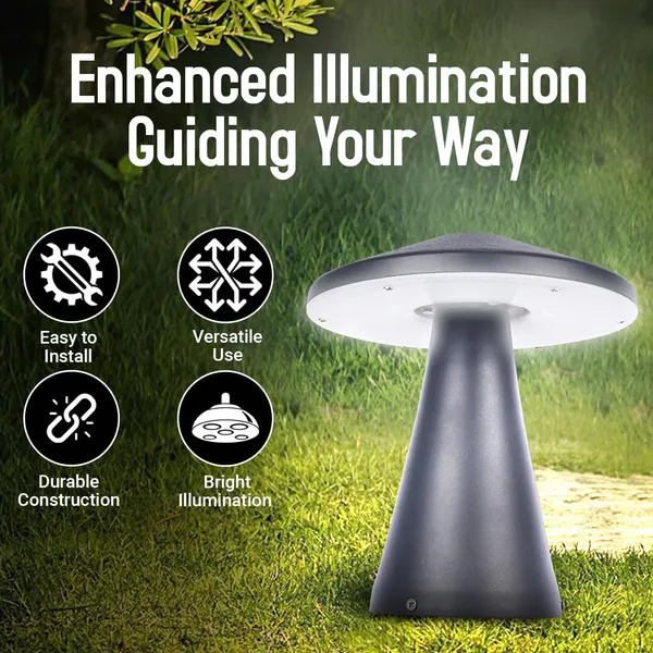 SWIATLO_Modern_LED_Outdoor_Gate_Lamp_–_Waterproof,_Energy-Efficient,_Mushroom_Shape_Pathway_Light_for_Garden,_Driveway_&_Entrance_Decor_Garden/Piller/Pathway/Front_Gate,_Pack_of_1