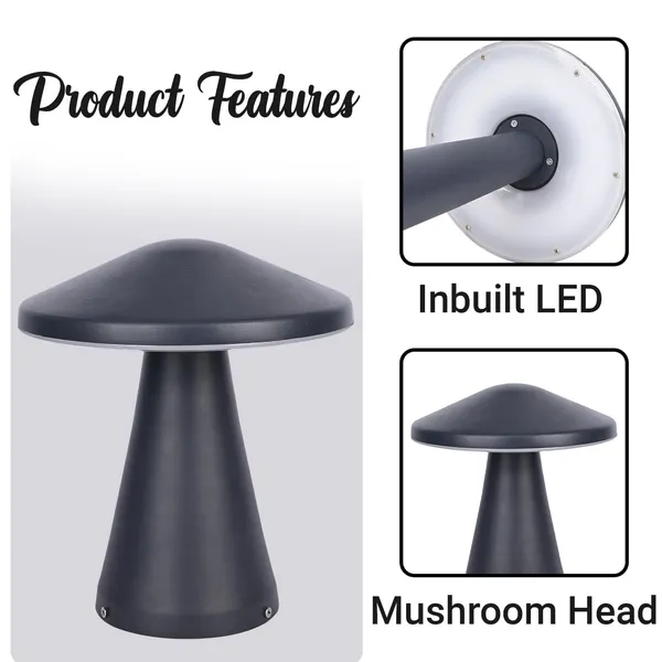 SWIATLO_Modern_LED_Outdoor_Gate_Lamp_–_Waterproof,_Energy-Efficient,_Mushroom_Shape_Pathway_Light_for_Garden,_Driveway_&_Entrance_Decor_Garden/Piller/Pathway/Front_Gate,_Pack_of_1