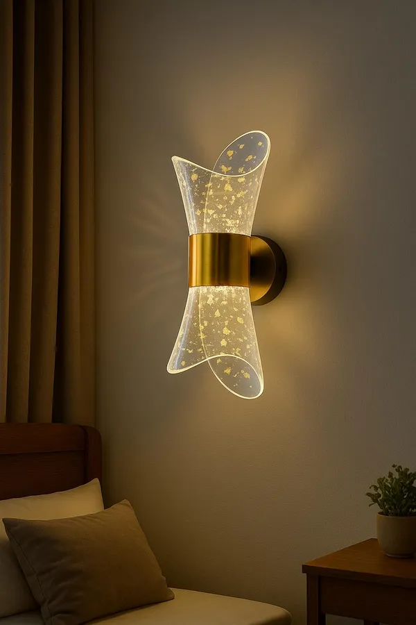 SWIATLO_Designer_LED_Wall_Lamp_with_Artistic_Curved_Glass_Warm_Ambient_Glow_Led_Wall_Lamps_for_Bedroom,_Led_Wall_Scone_for_Home_Decoration,_Led_Wall_Lamp_for_Home/Resturant/Cafe/Bar