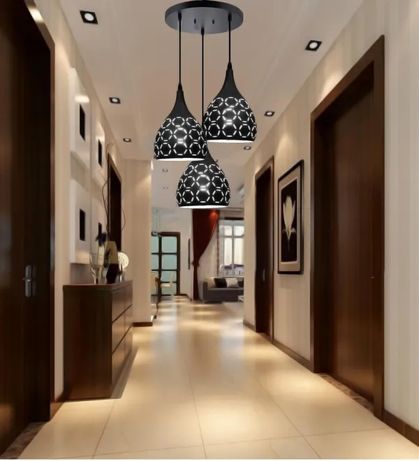 SWIATLO_Modern_Hanging_Pendant_Lamp_for_Living_Room_&_Dining_Area_|_Black_Metal_Teardrop_Ceiling_Light_with_Designer_Cut-Out_Pattern_for_Living_Room,_Dining,_Restaurants_&_Cafe_(with_Bulb)