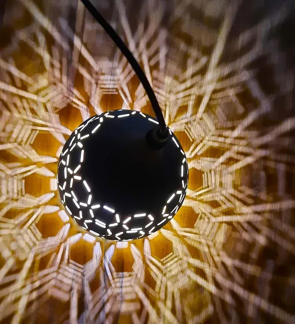 SWIATLO_Modern_Hanging_Pendant_Lamp_for_Living_Room_&_Dining_Area_|_Black_Metal_Teardrop_Ceiling_Light_with_Designer_Cut-Out_Pattern_for_Living_Room,_Dining,_Restaurants_&_Cafe_(with_Bulb)