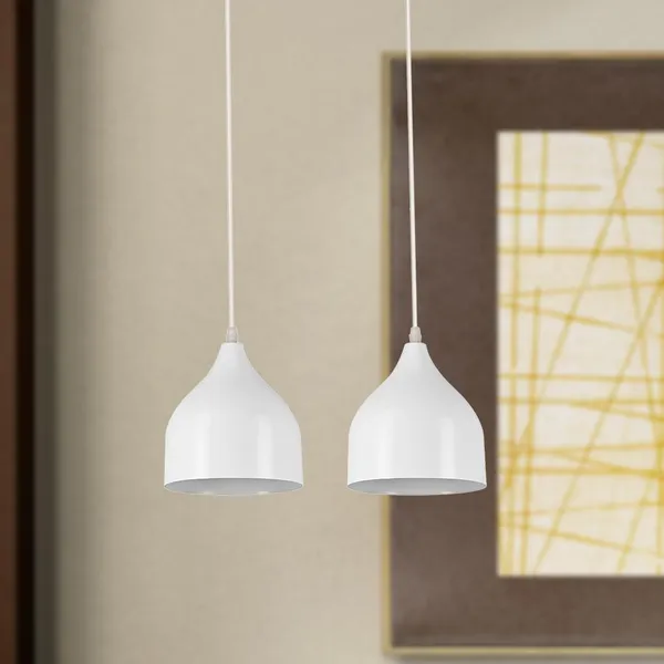 SWIATLO_Elegant_Minimalist_Matte_White_Dome_Pendant_Light_|_Kitchen_&_Dining_Light_/Living_Room/Bedroom/Office/Dining/Cafe/Restaurants,_White_and_Black_(Pack_of_2,_with_Bulb)