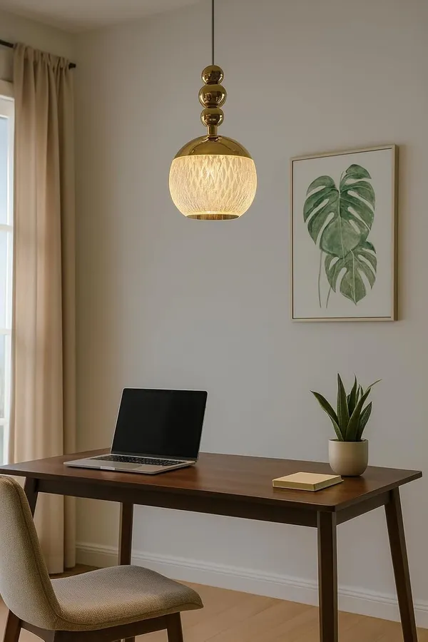 SWIATLO_Modern_Gold_Finish_Pendant_Lamp_with_Embossed_Crystal_Glass_Globe_|_Decorative_Hanging_Light_for_Home_Interior|_Led_Ceiling_Lights_for_Home_Decoration_/Cafe/Bar/Office/Kitchen_etc