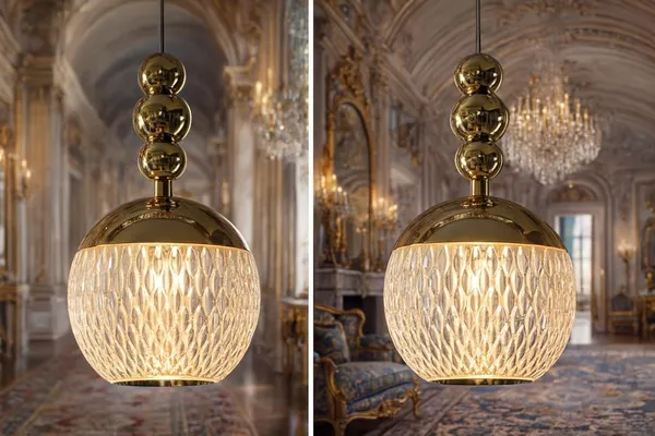 SWIATLO_Modern_Gold_Finish_Pendant_Lamp_with_Embossed_Crystal_Glass_Globe_|_Decorative_Hanging_Light_for_Home_Interior|_Led_Ceiling_Lights_for_Home_Decoration_/Cafe/Bar/Office/Kitchen_etc