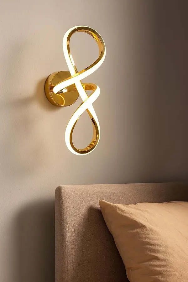 SWIATLO_Modern_LED_Infinity_Loop_Wall_Lamp_|_Gold_Metal_Decorative_Bedside_Light_Wall_Light_Fixture_|_Led_Wall_Scone_for_Living_Room/Badroom/kitchen/Restaurant/Bar/Cafe