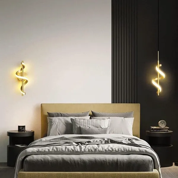 SWIATLO_Modern_Spiral_LED_Hanging_Pendant_Light_|_Luxury_Gold_Finish_Wave_Design_Ceiling_Lamp_for_Living_Room,_Dining_Area_&_Bedroom_|_Elegant_Pendant_Light_for_Bedroom,_Hallway_&_Modern_Interior