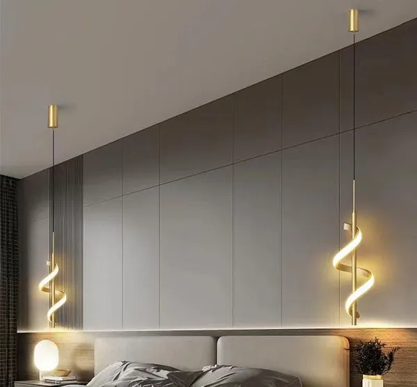 SWIATLO_Modern_Spiral_LED_Hanging_Pendant_Light_|_Luxury_Gold_Finish_Wave_Design_Ceiling_Lamp_for_Living_Room,_Dining_Area_&_Bedroom_|_Elegant_Pendant_Light_for_Bedroom,_Hallway_&_Modern_Interior