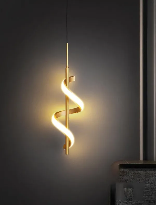 SWIATLO_Modern_Spiral_LED_Hanging_Pendant_Light_|_Luxury_Gold_Finish_Wave_Design_Ceiling_Lamp_for_Living_Room,_Dining_Area_&_Bedroom_|_Elegant_Pendant_Light_for_Bedroom,_Hallway_&_Modern_Interior
