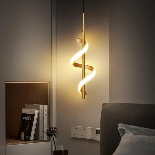 SWIATLO_Modern_Spiral_LED_Hanging_Pendant_Light_|_Luxury_Gold_Finish_Wave_Design_Ceiling_Lamp_for_Living_Room,_Dining_Area_&_Bedroom_|_Elegant_Pendant_Light_for_Bedroom,_Hallway_&_Modern_Interior