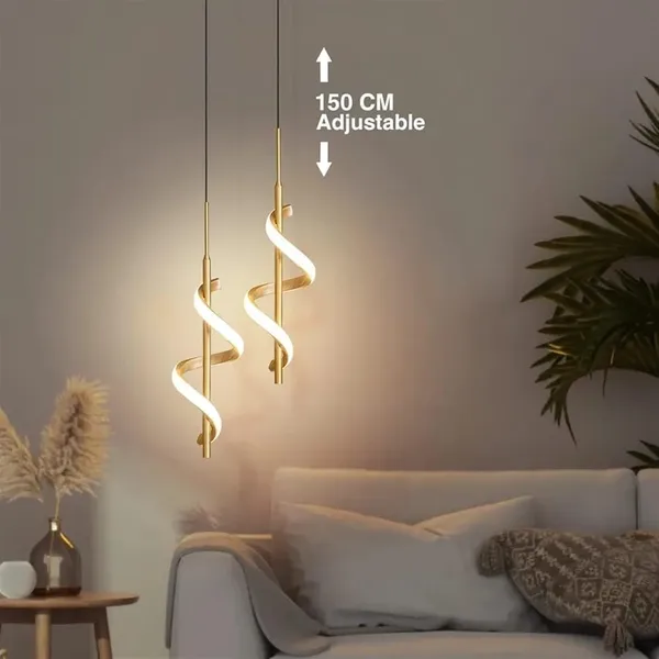 SWIATLO_Modern_Spiral_LED_Hanging_Pendant_Light_|_Luxury_Gold_Finish_Wave_Design_Ceiling_Lamp_for_Living_Room,_Dining_Area_&_Bedroom_|_Elegant_Pendant_Light_for_Bedroom,_Hallway_&_Modern_Interior
