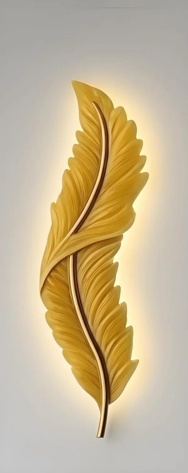 SWIATLO_Feather_Shape_LED_Wall_Lamp_Decorative_Metal_Wall_Light_|_3-Color_LED_Light_Golden_Feather_Design_|_Modern_Decorative_Wall_Sconce_for_Living_Room,_Bedroom,_Hallway_Golden_03